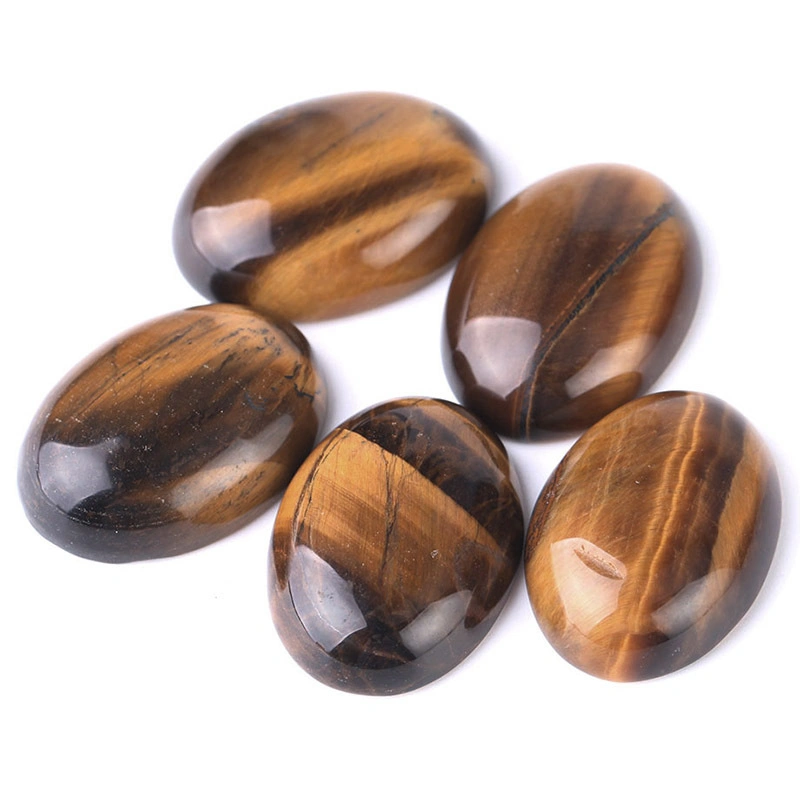 Single grain oval flat bottom natural tiger eye stone ring face