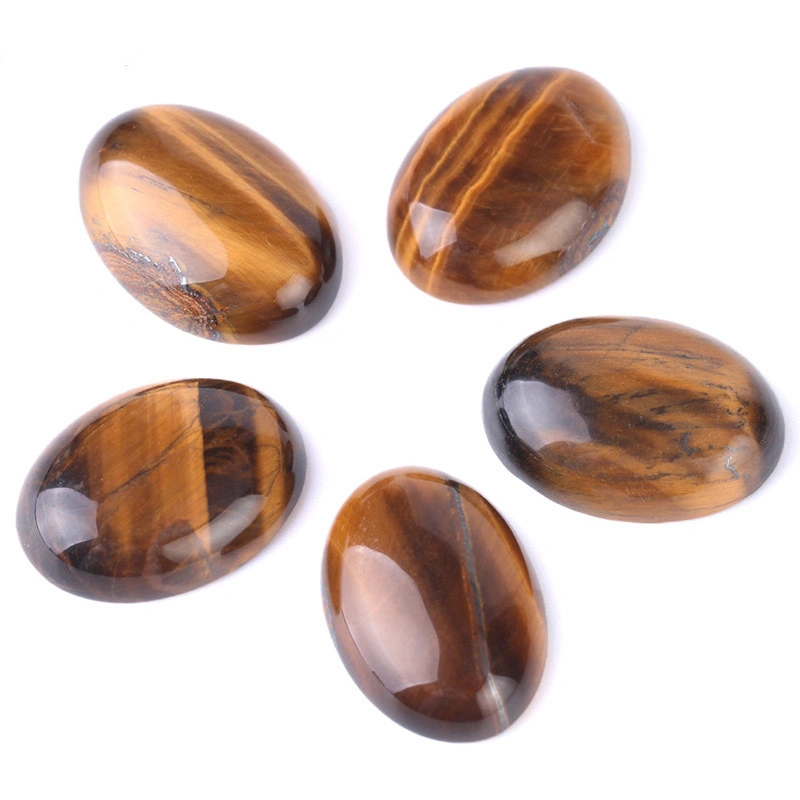 Single grain oval flat bottom natural tiger eye stone ring face