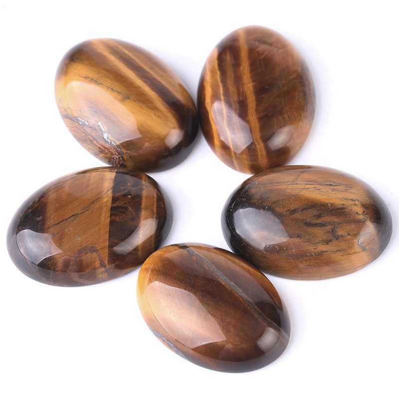 Single grain oval flat bottom natural tiger eye stone ring face