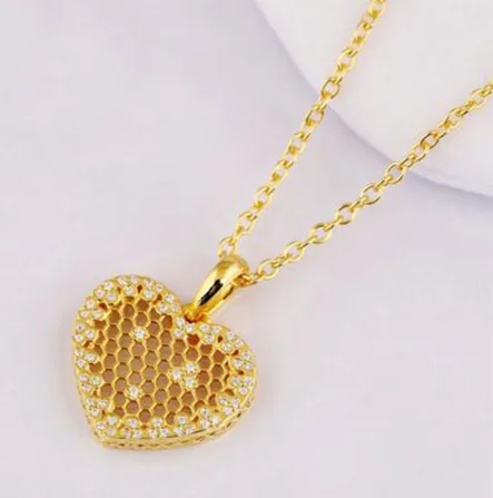 Gold Honeycomb Necklace Pendant