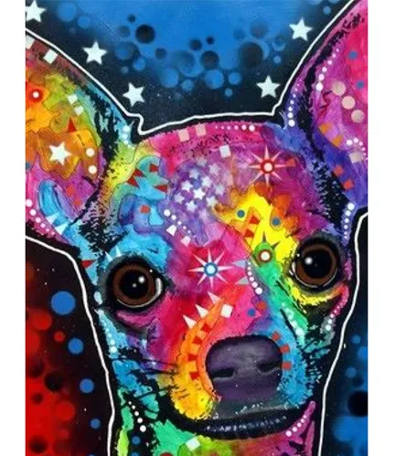 Full Square Diamond 5D DIY Diamond Embroidery Colorful Chihuahua Diamond Painting Cross  Rhinestone Mosaic Decoration Cx