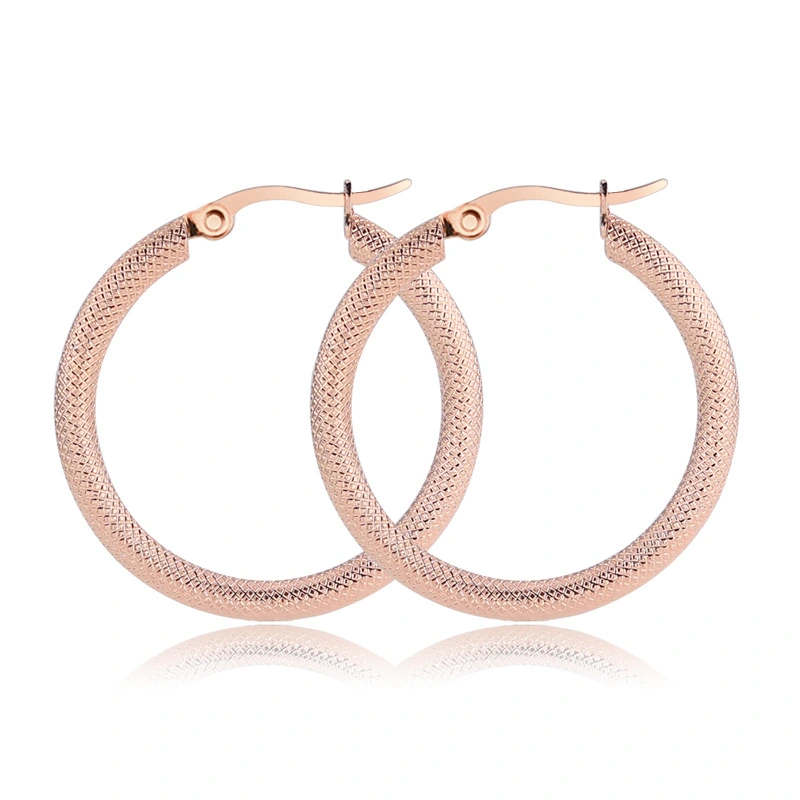 Ladies Fashion Titanium Steel Round Flower Big Earring
