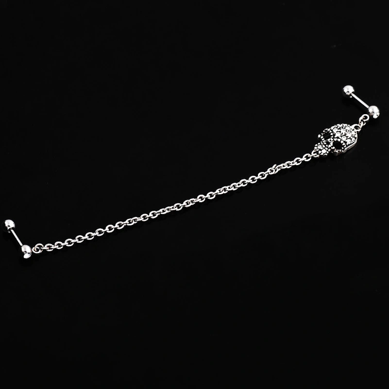 Skull head crystal diamond earrings