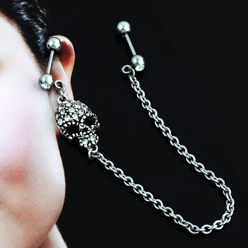 Skull head crystal diamond earrings