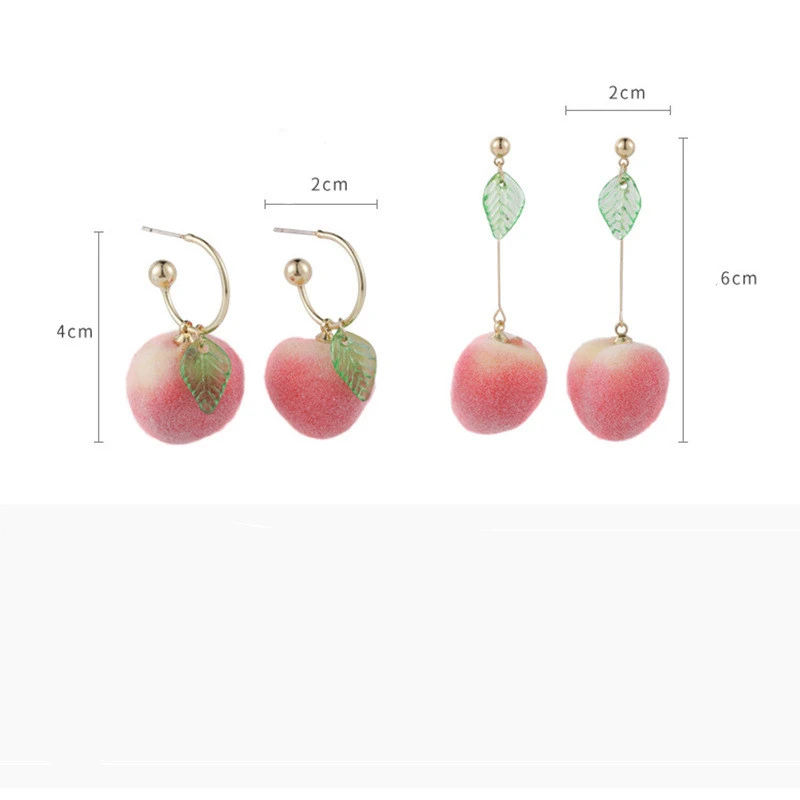Cute Girly Earrings with Peach 925 Silver Needle