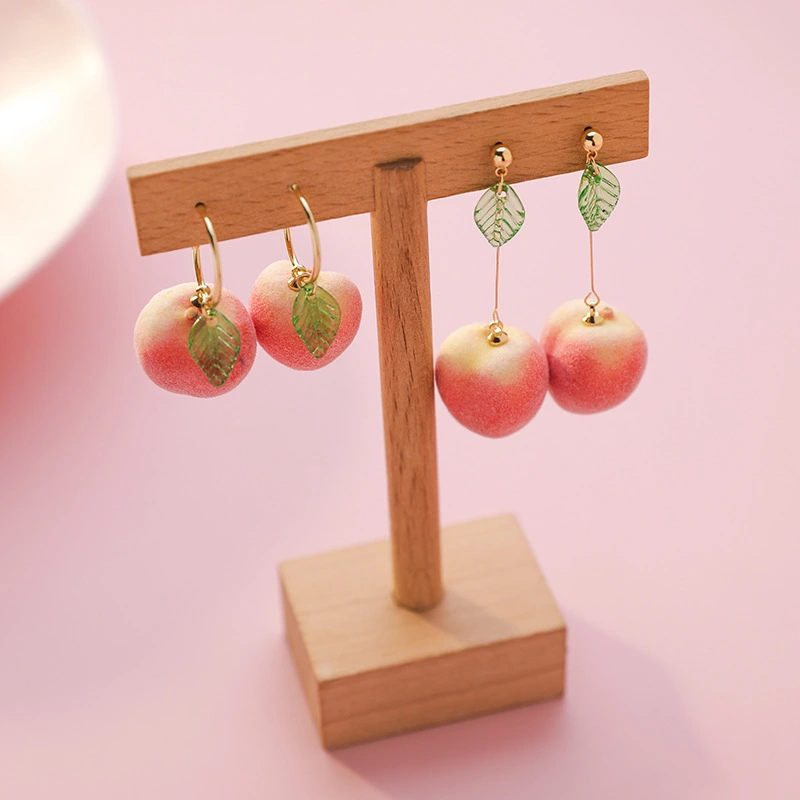 Cute Girly Earrings with Peach 925 Silver Needle