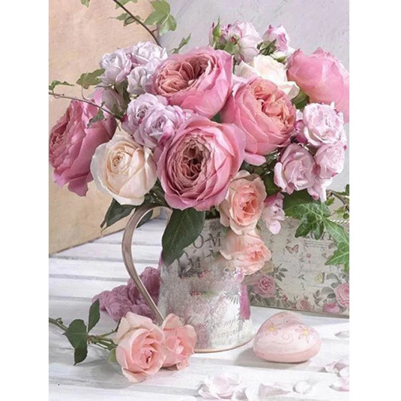 Full diamond vase point diamond cross stitch