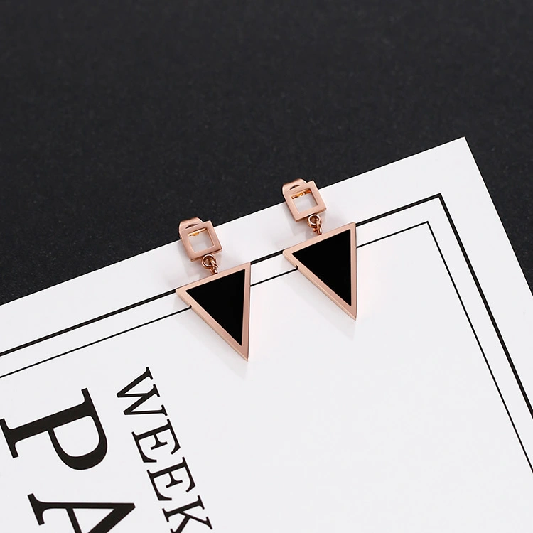 Titanium steel color gold triangle earrings earrings female simple temperament fashion wild earrings