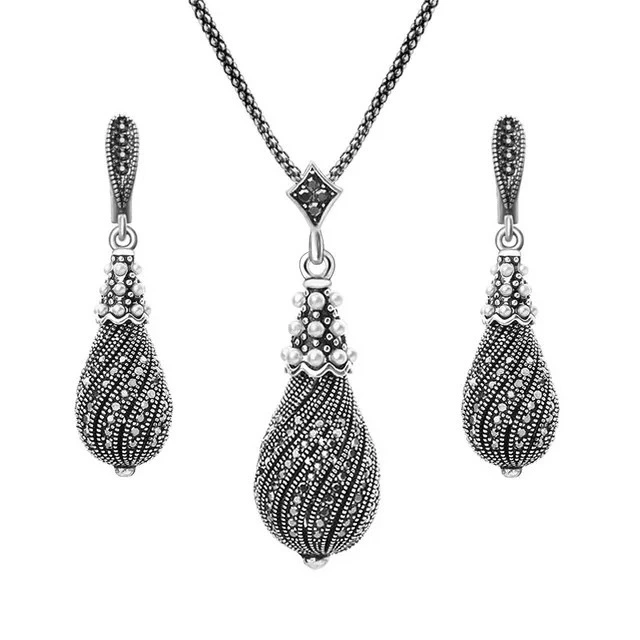 Vintage pearl drop two-piece necklace