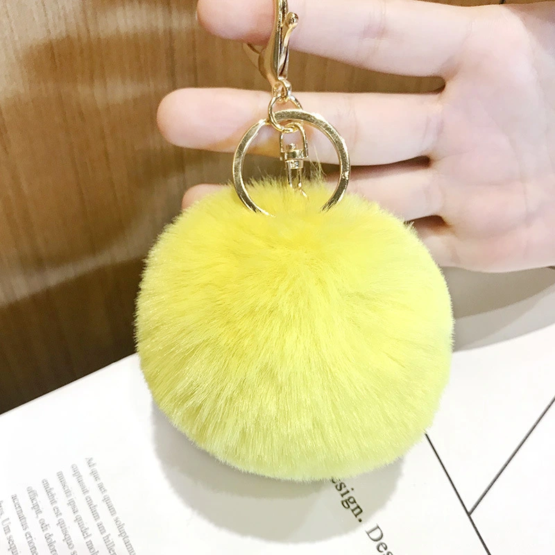 Imitated lazy rabbit fur ball car keychain pendant