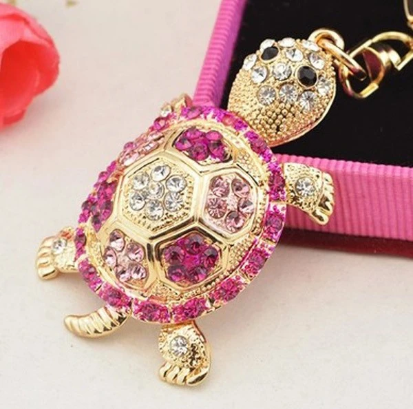 Novelty Rhinestone Tortoise Keychain