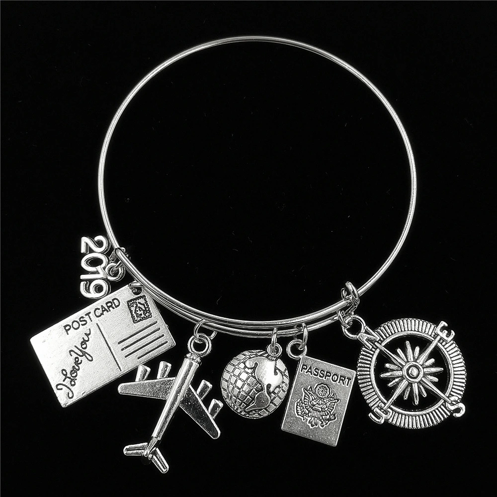 Alloy Bracelet Travel Bracelet Compass Pendant