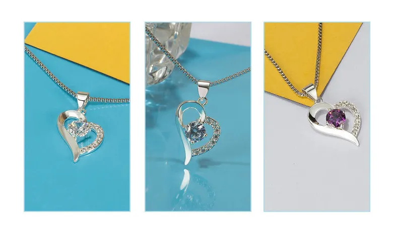 Love Necklace Women's Sweet Heart Shaped Heart Pendant Simple Temperament Silver Item Jewelry