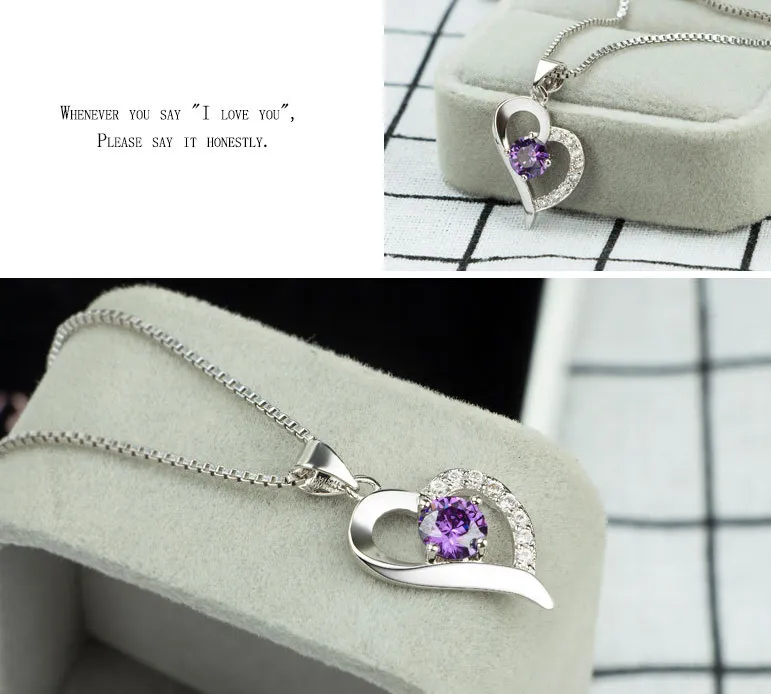 Love Necklace Women's Sweet Heart Shaped Heart Pendant Simple Temperament Silver Item Jewelry