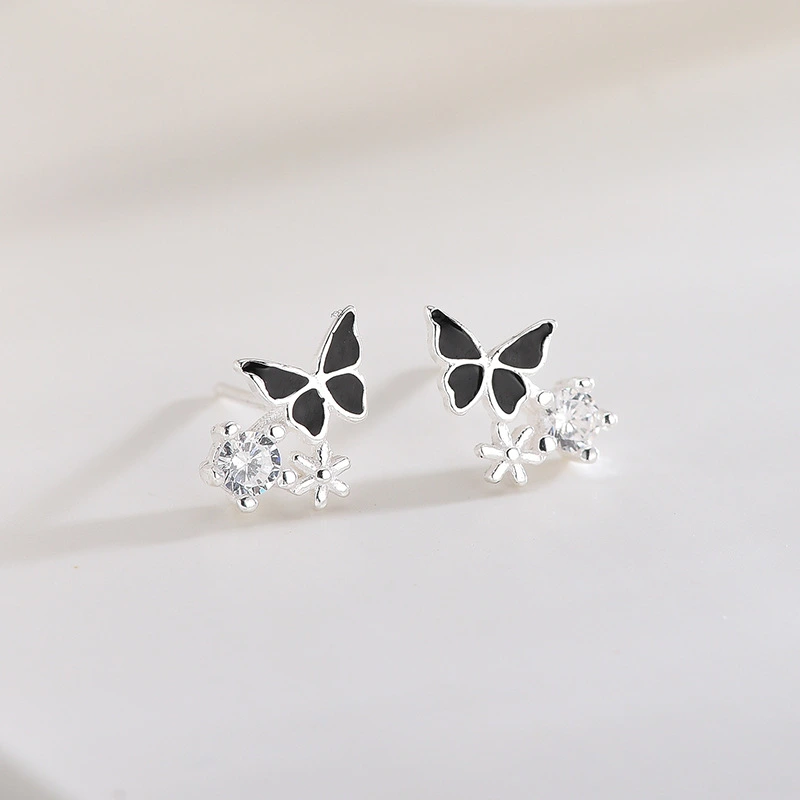 Black butterfly earrings