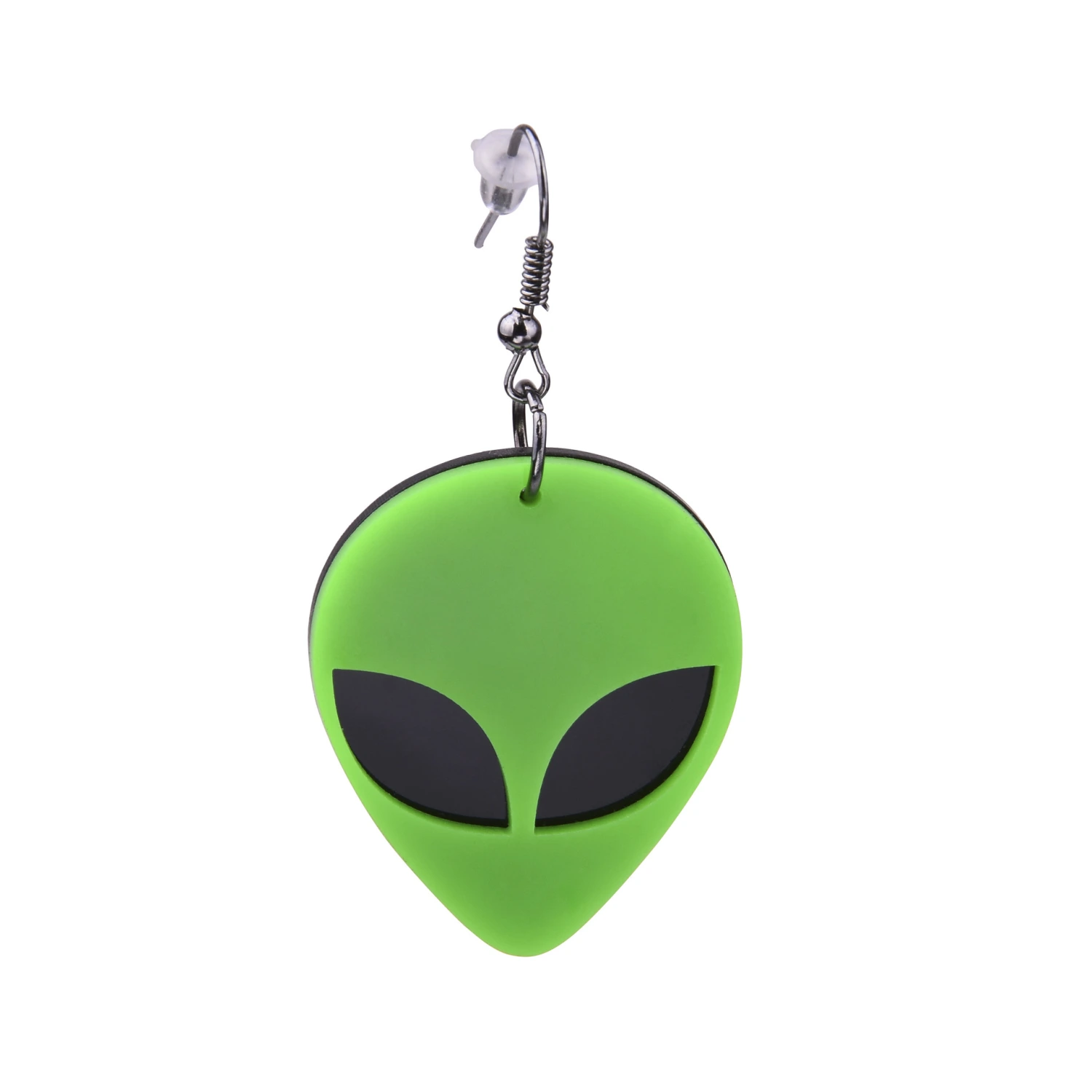 Green Happy Alien  - Festival Earrings