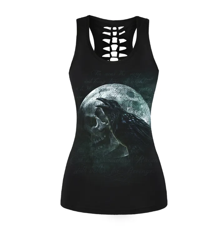 3D digital printing hollowwork vest vest slim backless top