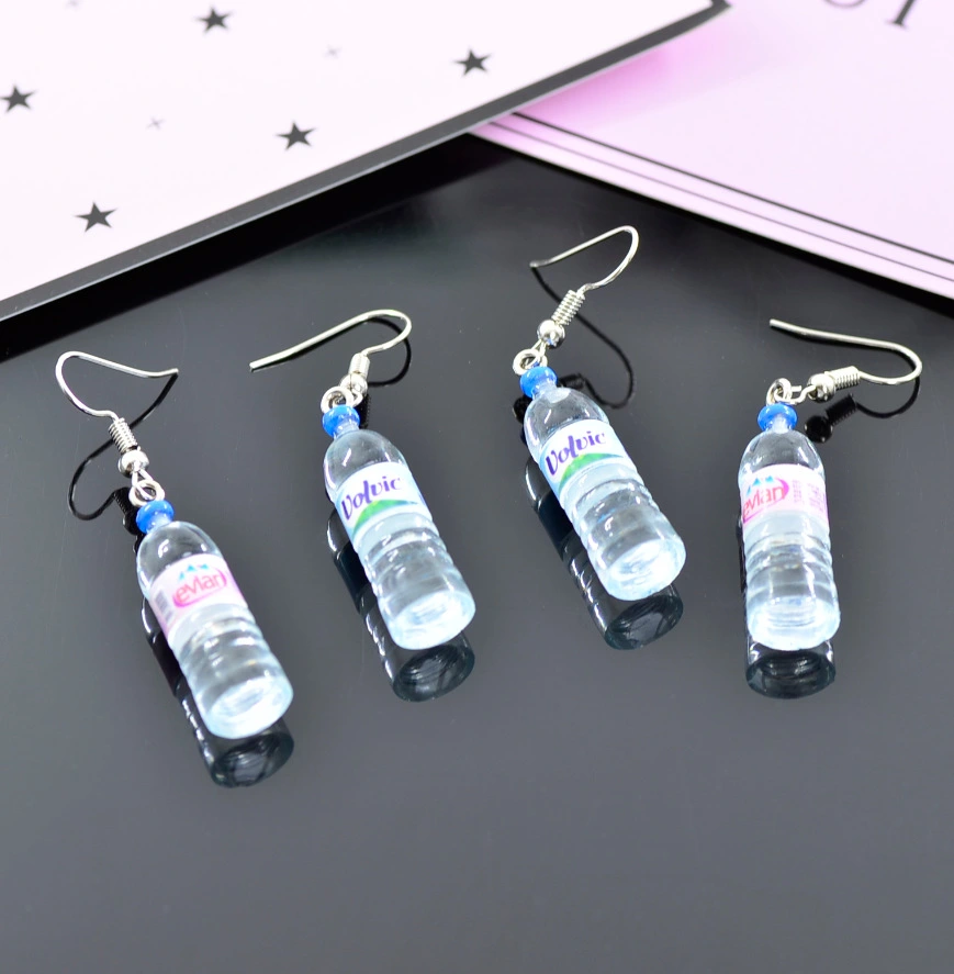 Vivid Little Mineral Water Bottle Pendant Silver Color Dangle Earrings Drop Earrings for Women