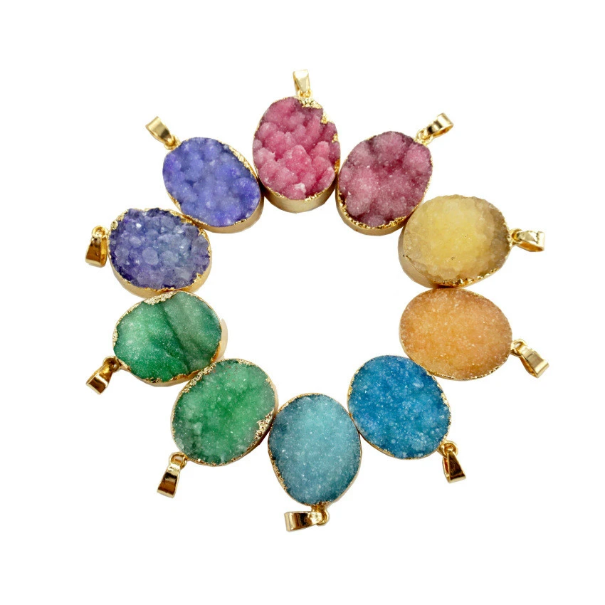 Natural stone crystal gilt pendant