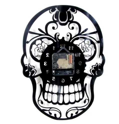 Flower Skull Retro Artist Home Wall Clock Quartz Decorative Clock