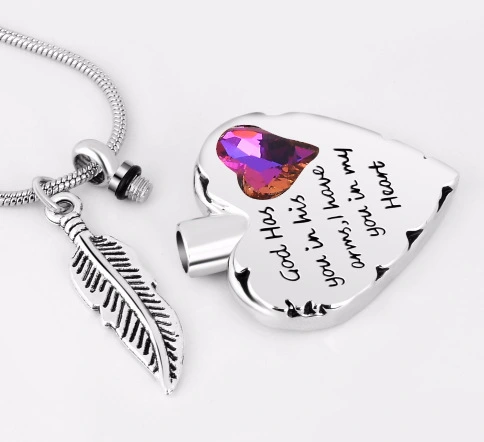 Memorial pendant with rhinestones
