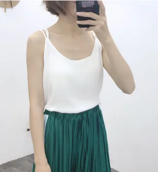 2021 Summer new Korean version of women's shoulders with chiffon suspenders