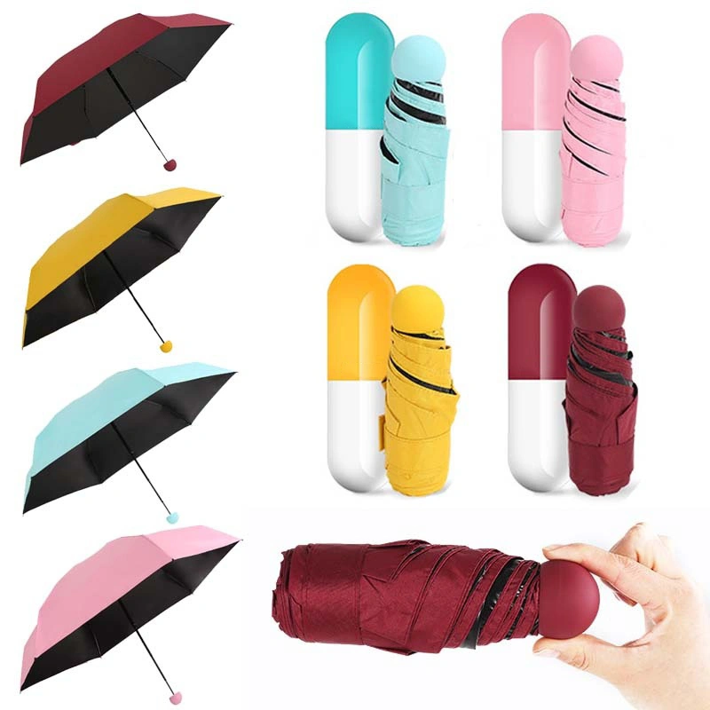 Creative 5 fold black plastic umbrella