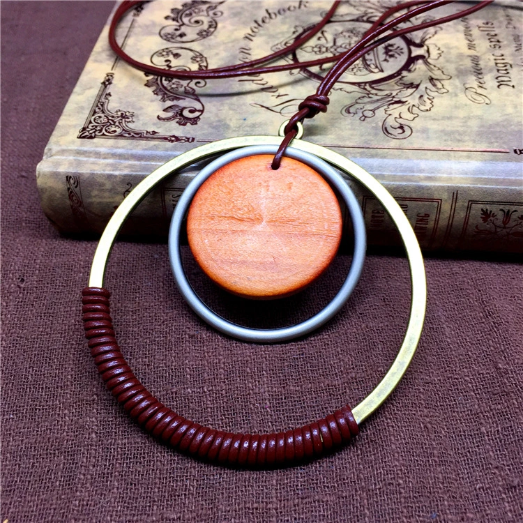 Rope double circle necklace