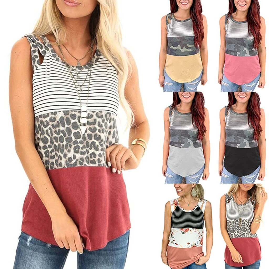 Leopard stitching top