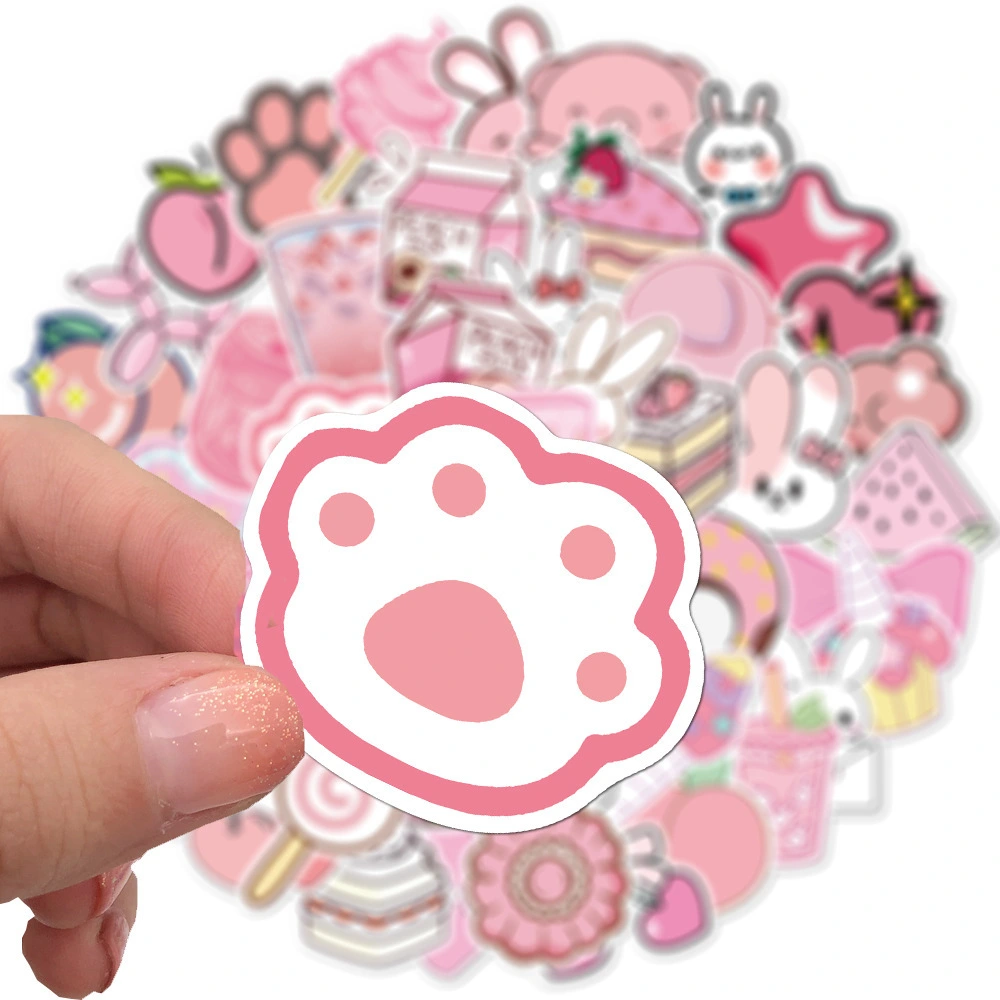 50 pieces of pink girl stickers PVC waterproof graffiti