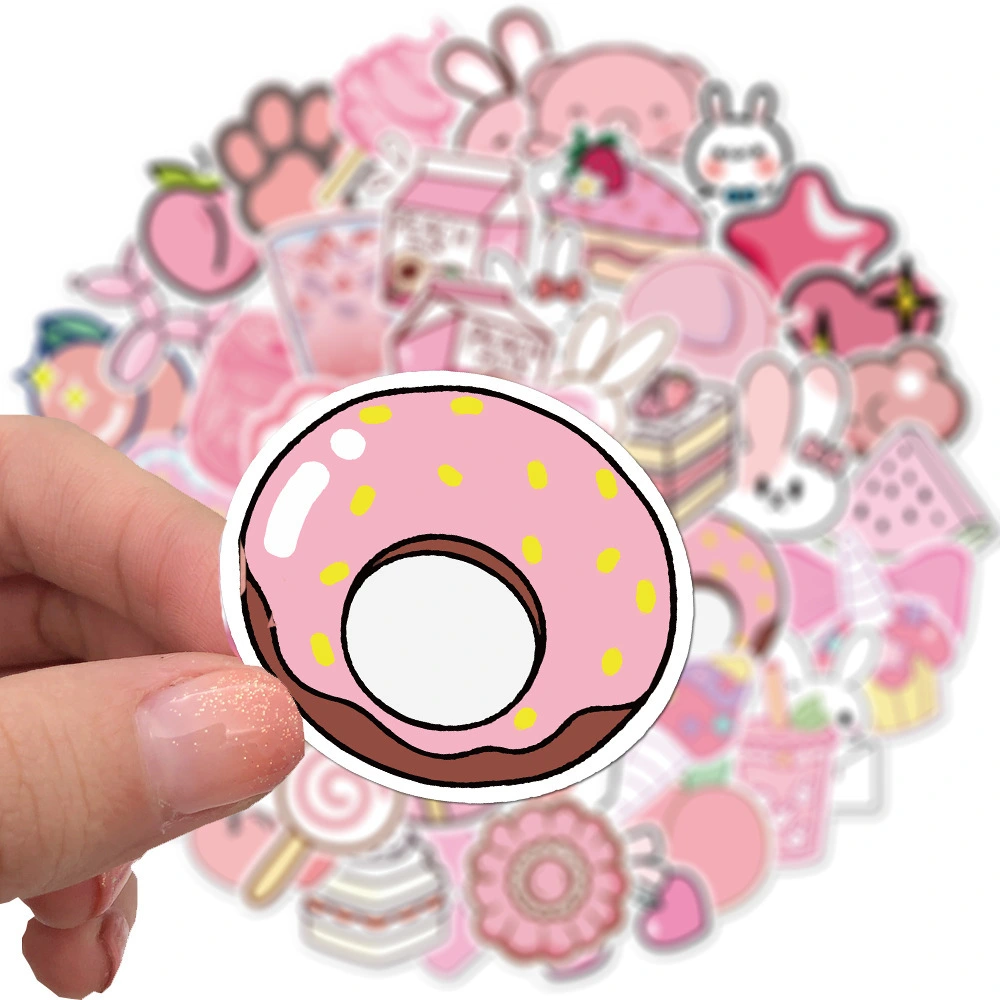 50 pieces of pink girl stickers PVC waterproof graffiti