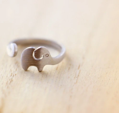 Silver Happy Elephant Ring