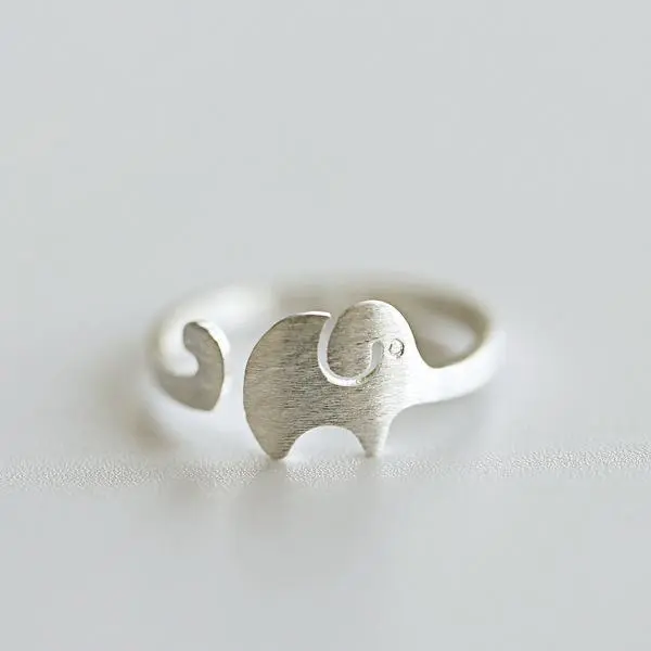 Silver Happy Elephant Ring