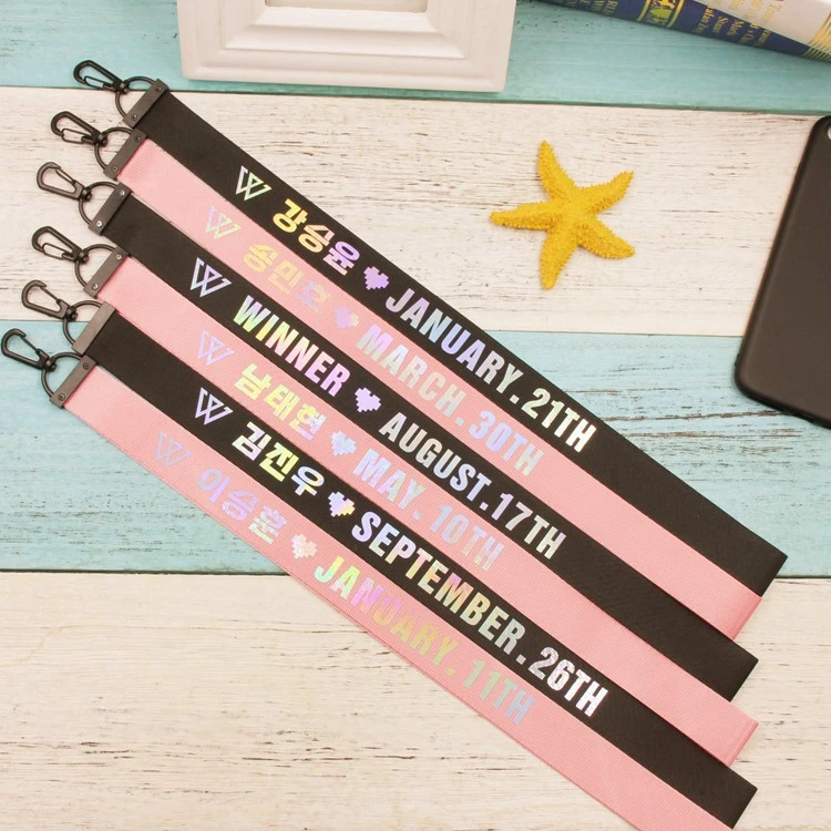 Kpop Winner Member Name Laser Long Lanyard Keychain Phone Strap Fashion Necklace Bag Pendant Key Holder