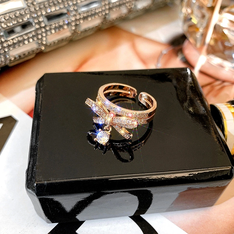 Micro-set bow crystal ring