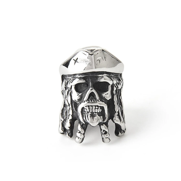 Men's Titanium Steel Skull Captain Ring Pirates