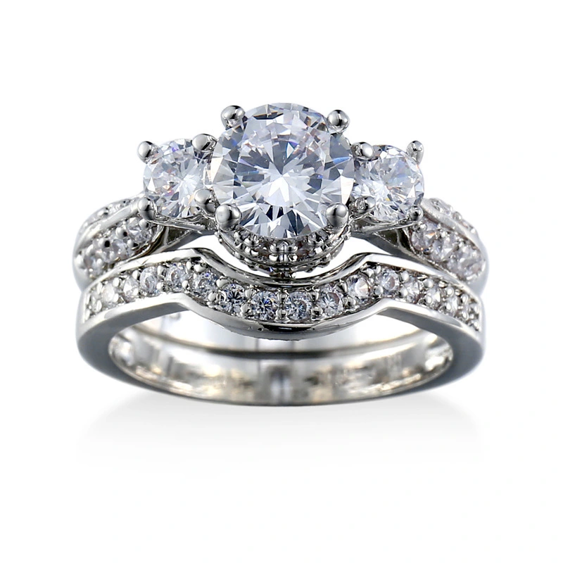 Copper ring of white zircon ornaments
