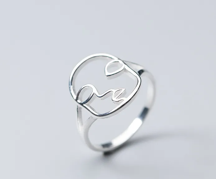 S925 silver ring female Korean fashion personality face ring ring