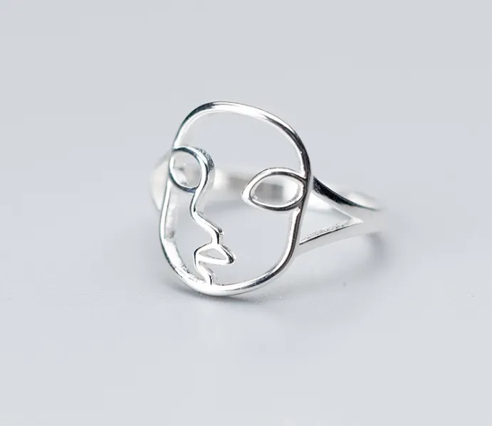 S925 silver ring female Korean fashion personality face ring ring