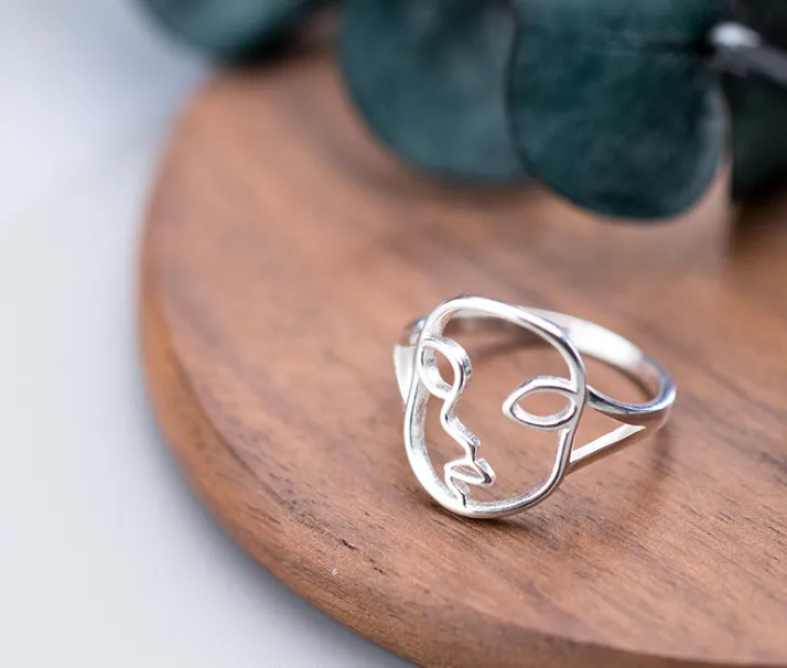 S925 silver ring female Korean fashion personality face ring ring