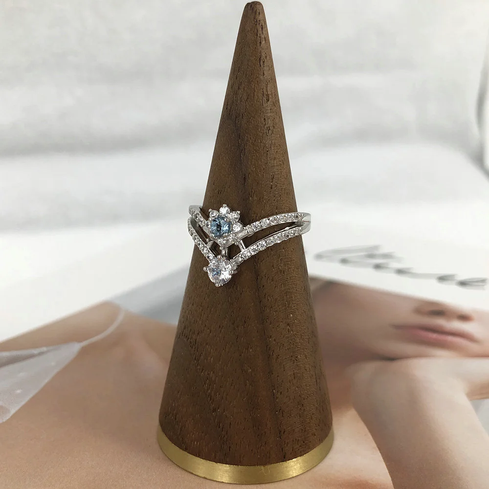 Sterling Silver Natural Blue Topaz Crown Ring