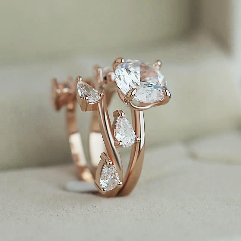 Leaf shaped zircon ring