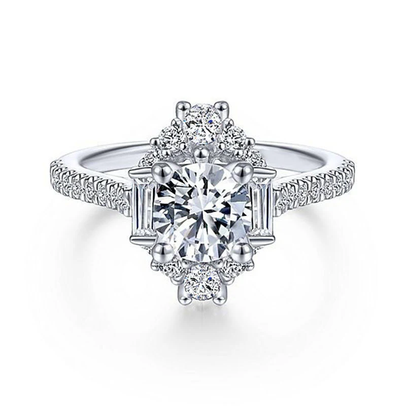 Round zircon ladies ring