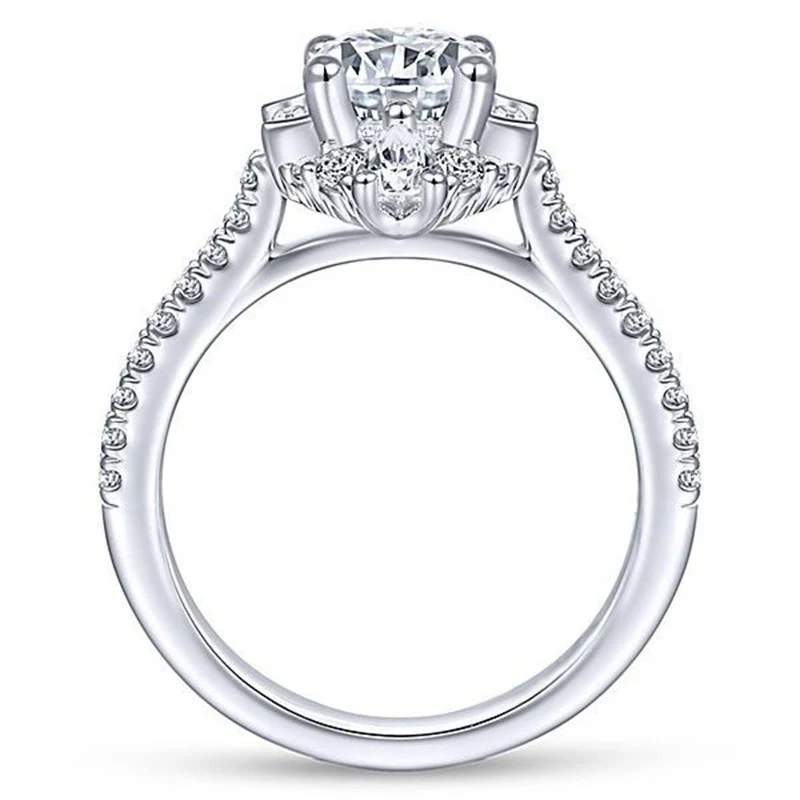 Round zircon ladies ring