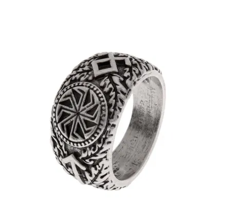 Viking rune Nordic men's antique silver and zinc alloy ring