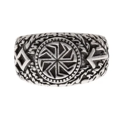 Viking rune Nordic men's antique silver and zinc alloy ring