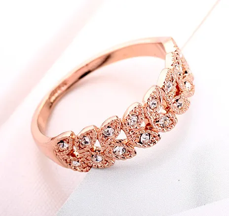 Top Quality Classical Crystal Wedding Ring Rose Gold Color