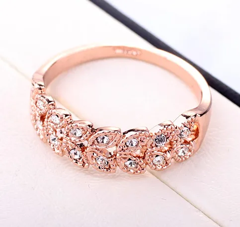 Top Quality Classical Crystal Wedding Ring Rose Gold Color