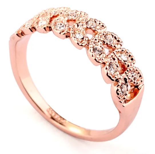 Top Quality Classical Crystal Wedding Ring Rose Gold Color