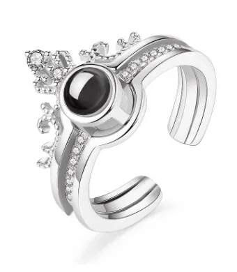 Fashion 100 languages I love you Projection Ring Personality Couple Ring